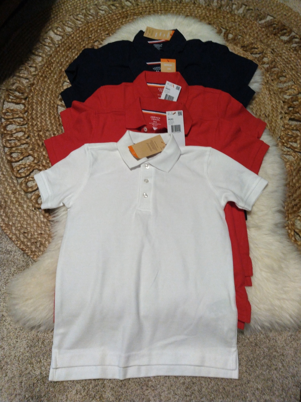 French Toast Kids Polo Pack - White, Red, Navy Size 8 NWT